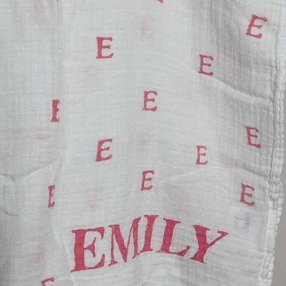 Emily E Monogrammed Personalized Swaddle Blanket 43x40in - Picture 2 of 3